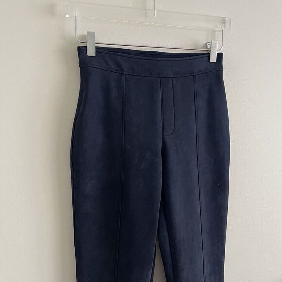 Spanx perfect Faux Suede Flare Pull on Pants S Navy Stretch High Waisted - Picture 12 of 14